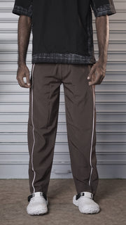 Men's Streetwear Relaxed NS Piping Jogger Pants - Coffee Brown